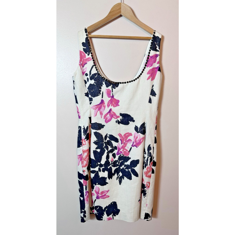 Lilly Pulitzer Dress Womens Size 8 White Strike Of Midnight Floral Jeweled Shift - Picture 5 of 16